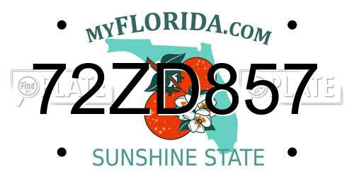 72ZD857 Florida License Plate