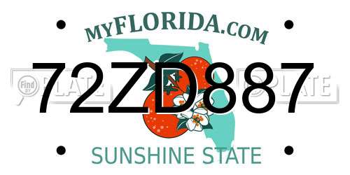 72ZD887 Florida License Plate
