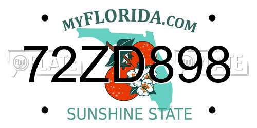 72ZD898 Florida License Plate
