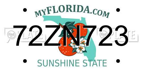 72ZN723 Florida License Plate