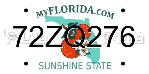 72ZQ276 Florida License Plate