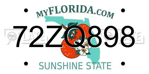 72ZQ898 Florida License Plate