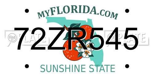 72ZR545 Florida License Plate