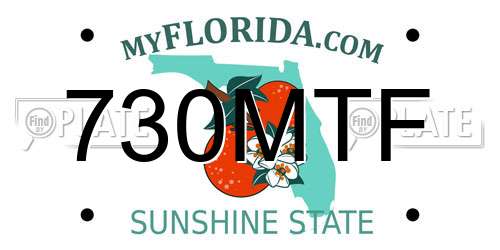 730MTF Florida License Plate