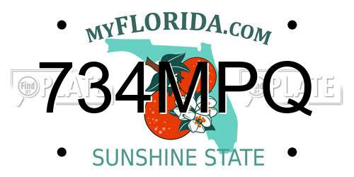 734MPQ Florida License Plate