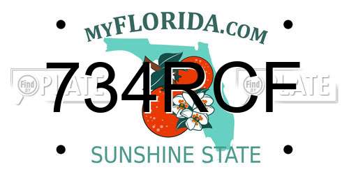 734RCF Florida License Plate