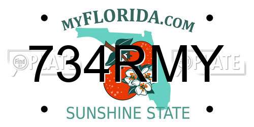 734RMY Florida License Plate