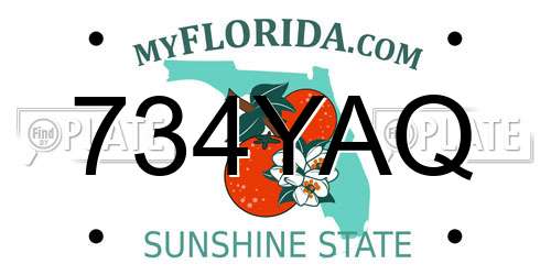734YAQ Florida License Plate