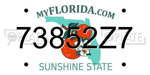 73852Z7 Florida License Plate