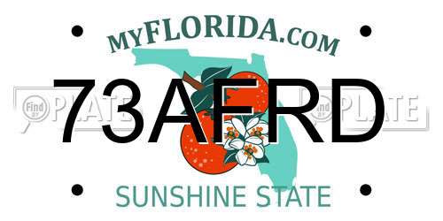 73AFRD Florida License Plate