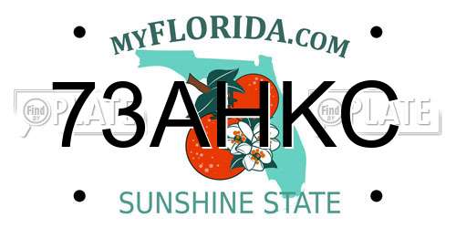 73AHKC Florida License Plate