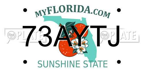 73AYTJ Florida License Plate
