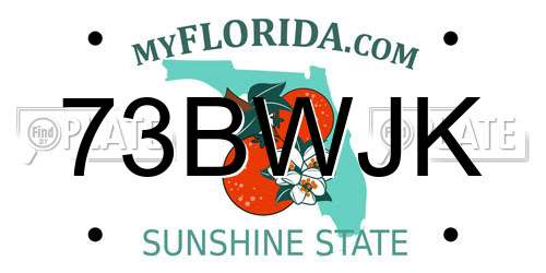 73BWJK Florida License Plate