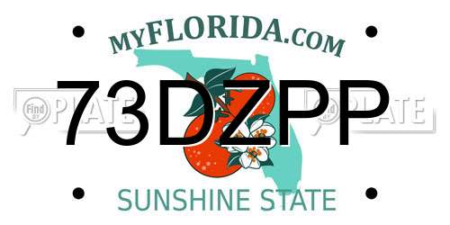 73DZPP Florida License Plate