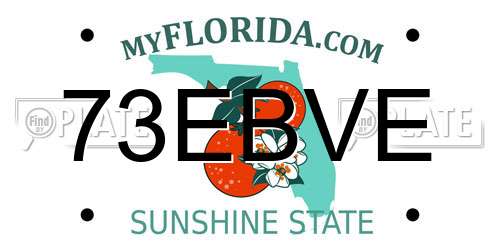 73EBVE Florida License Plate
