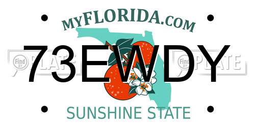 73EWDY Florida License Plate