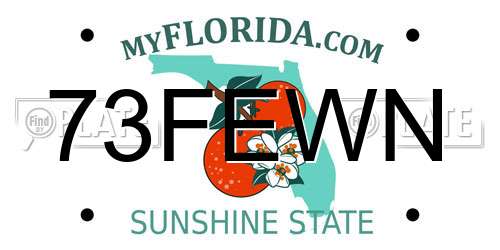 73FEWN Florida License Plate
