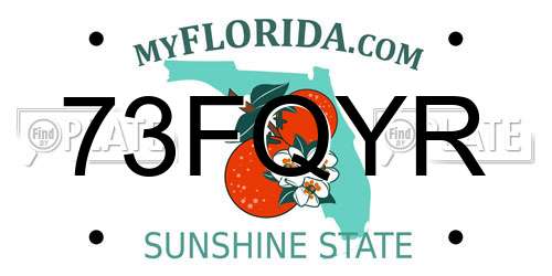 73FQYR Florida License Plate