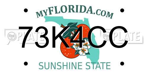 73K4CC Florida License Plate