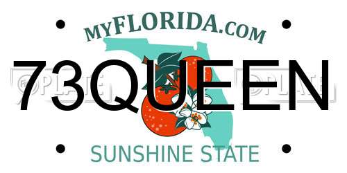 73QUEEN Florida License Plate
