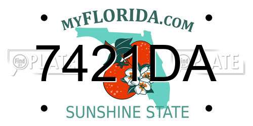 7421DA Florida License Plate
