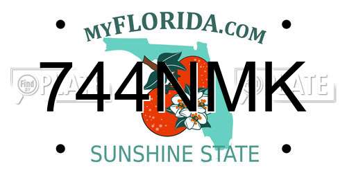 744NMK Florida License Plate