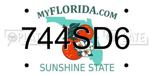 744SD6 Florida License Plate