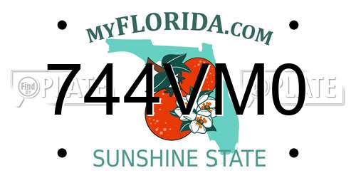 744VM0 Florida License Plate