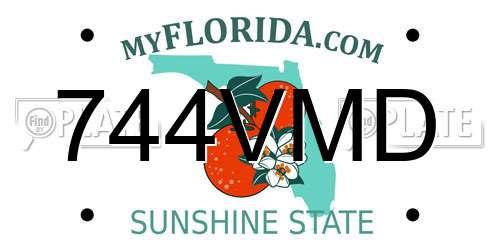 744VMD Florida License Plate