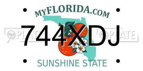 744XDJ Florida License Plate