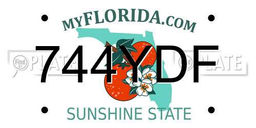 744YDF Florida License Plate