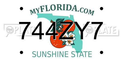 744ZY7 Florida License Plate