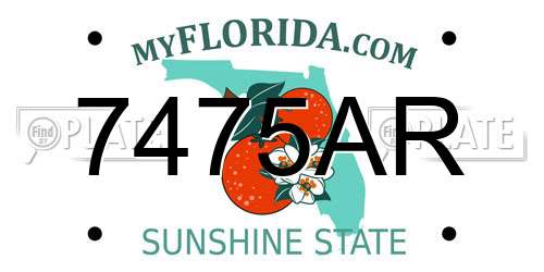 7475AR Florida License Plate