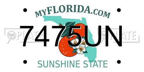 7475UN Florida License Plate