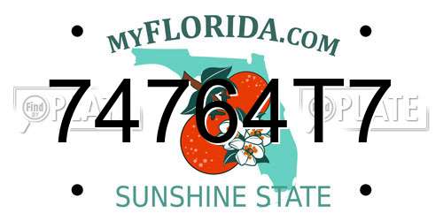 74764T7 Florida License Plate