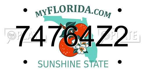 74764Z2 Florida License Plate