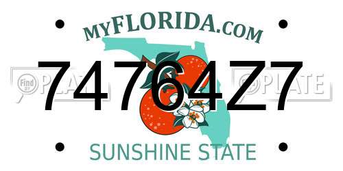74764Z7 Florida License Plate