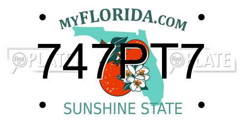 747PT7 Florida License Plate