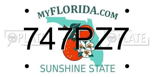 747PZ7 Florida License Plate
