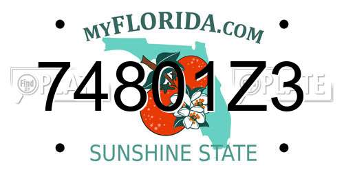 74801Z3 Florida License Plate