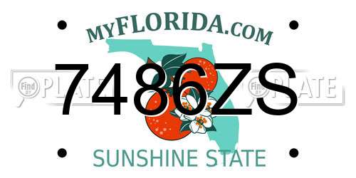 7486ZS Florida License Plate