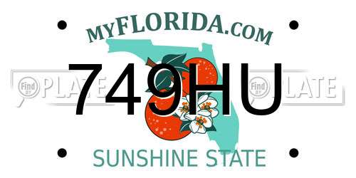 749HU Florida License Plate