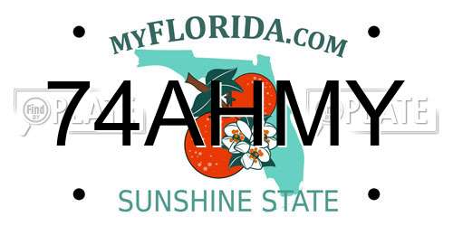 74AHMY Florida License Plate