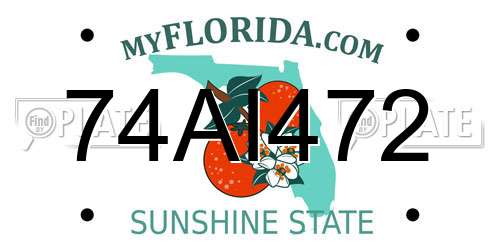74AI472 Florida License Plate