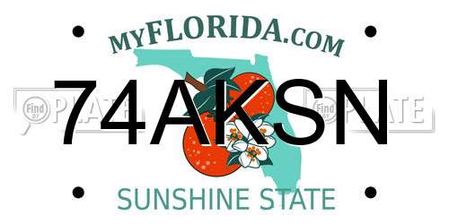 74AKSN Florida License Plate