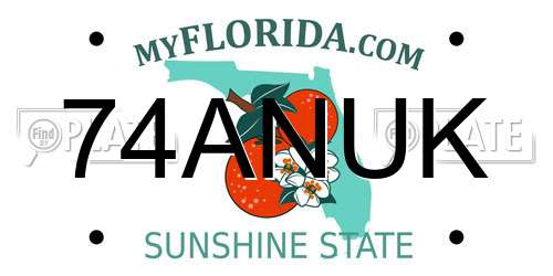 74ANUK Florida License Plate