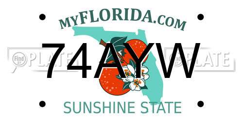 74AYW Florida License Plate