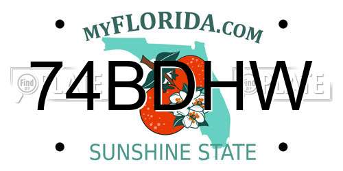 74BDHW Florida License Plate
