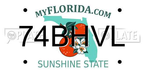 74BHVL Florida License Plate