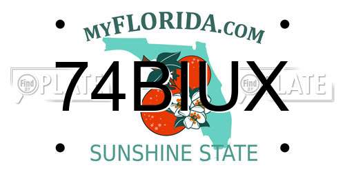 74BIUX Florida License Plate